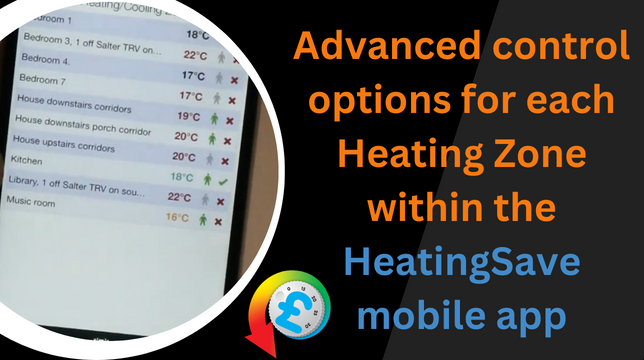 Advanced control options for each heating zone within the HeatingSave mobile app